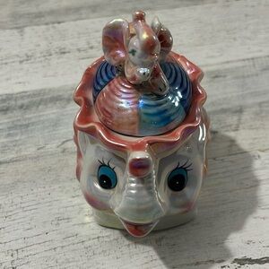 Vintage Lusterware ceramic iridecent elephant jar